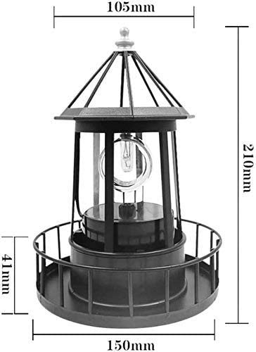 Solar Lighthouse with Rotating Beacon, Waterproof LED Hanging Lantern for Garden Patio T1060