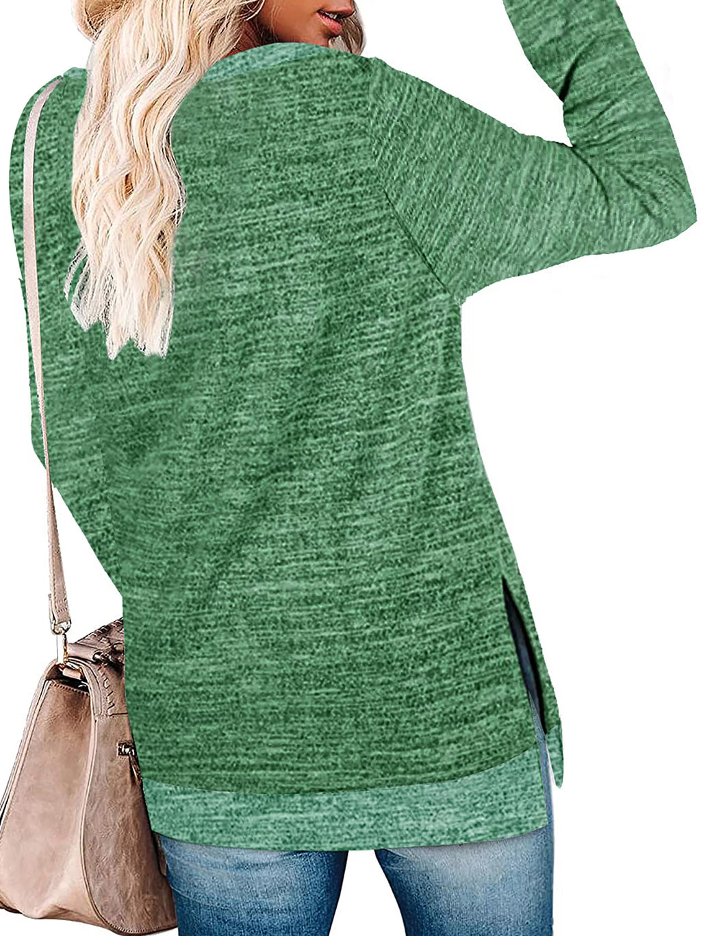 Women's Long Sleeve Color Block Tunic Top I4312
