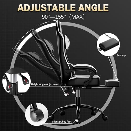 Ergonomic Gaming Chair with Footrest, Reclining, Lumbar Support I1131