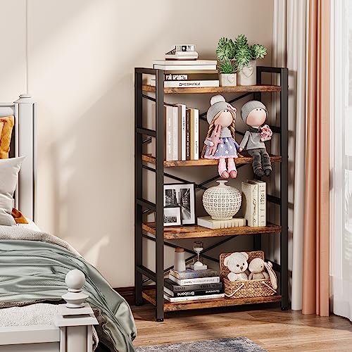 3 Tier Industrial Bookcase, Rustic Etagere Bookshelf for Living Room U5786