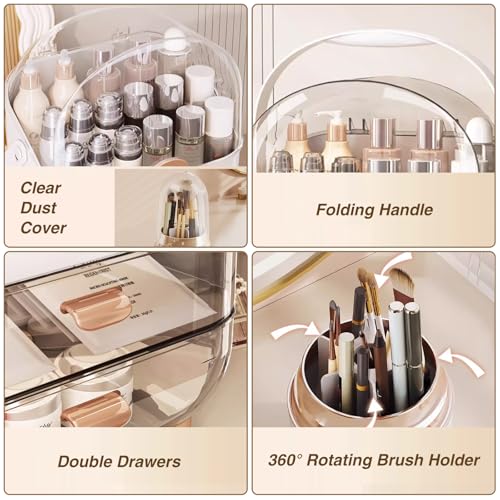 Makeup Organizer with LED Light and Mirror, Desktop Storage Box with Drawers A701