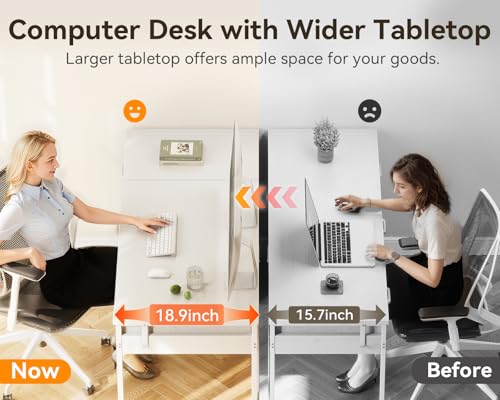 Computer Desk with 6 Drawers, 40 Inch Small Desk with Storage L2851