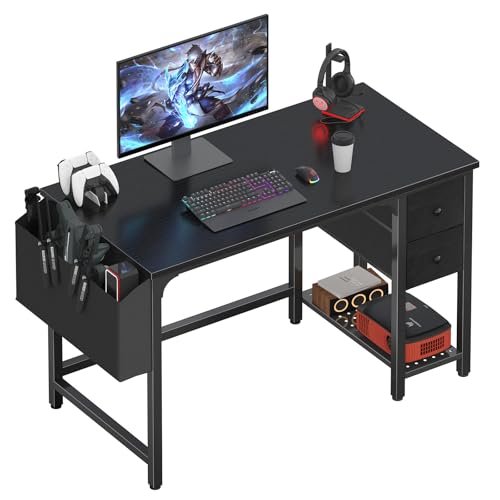 Computer Desk with Fabric Drawers, 40 Inch Reversible Gaming Desk for Small Space Home Office D876