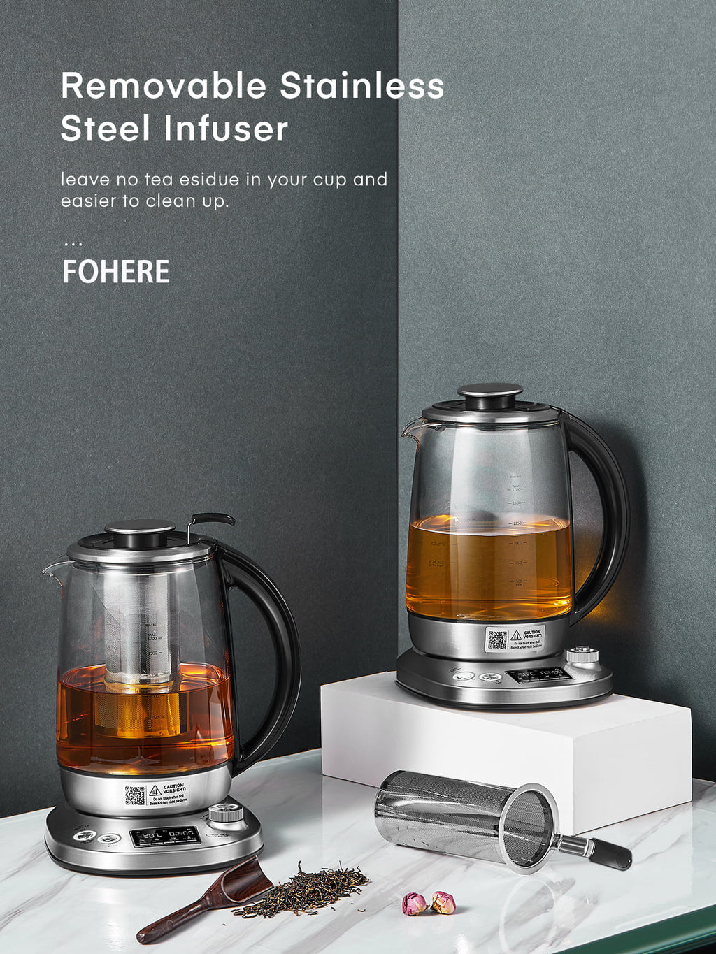Electric Tea Kettle with Temperature Control, 1.7L C604