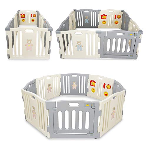 Kidzone Baby Playpen Kids 8 Panel Safety Play Center Yard Home Indoor Outdoor Pen Play Pen Children Activity (Blue)
