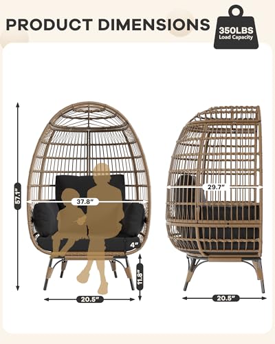 Wicker Egg Chair with Cushions and Ottoman L257