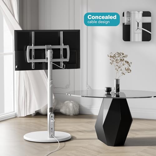 Mobile TV Stand with Power Outlet, Rolling Cart for 27-65 Inch Monitors, Height Adjustable H3227