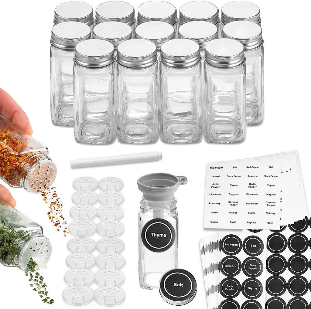 Spice Bottles Empty Glass 4 oz with Shaker Lids N17192
