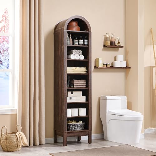Arched Bookshelf, 7-Tier Bookcase with Adjustable Shelves A456