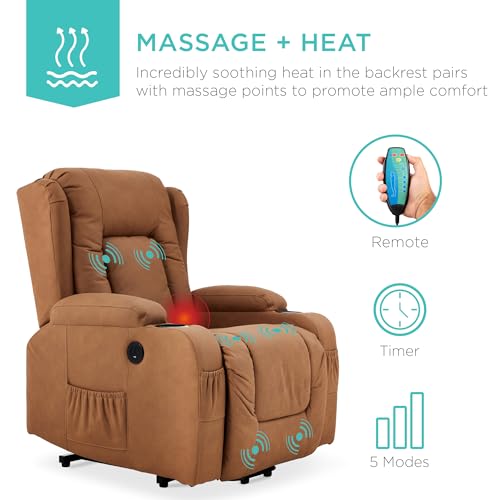 Electric Power Lift Recliner Massage Chair with Heat and USB Port, Brown M560374