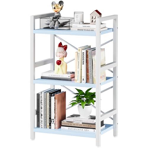 3 Tier Industrial Bookcase, Rustic Etagere Bookshelf for Living Room U5786