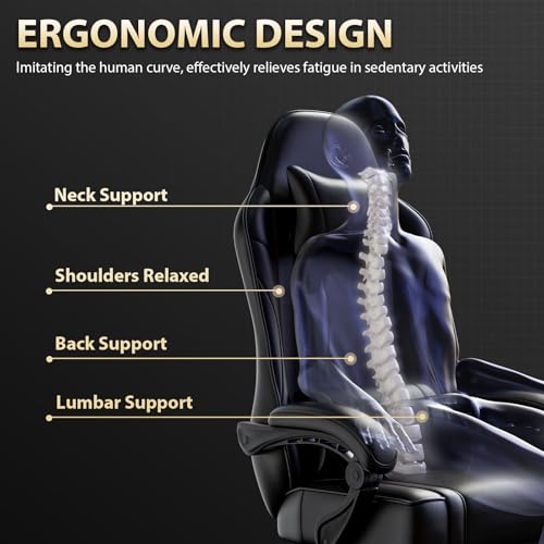 Ergonomic Gaming Chair with Footrest, Reclining, Lumbar Support I1131