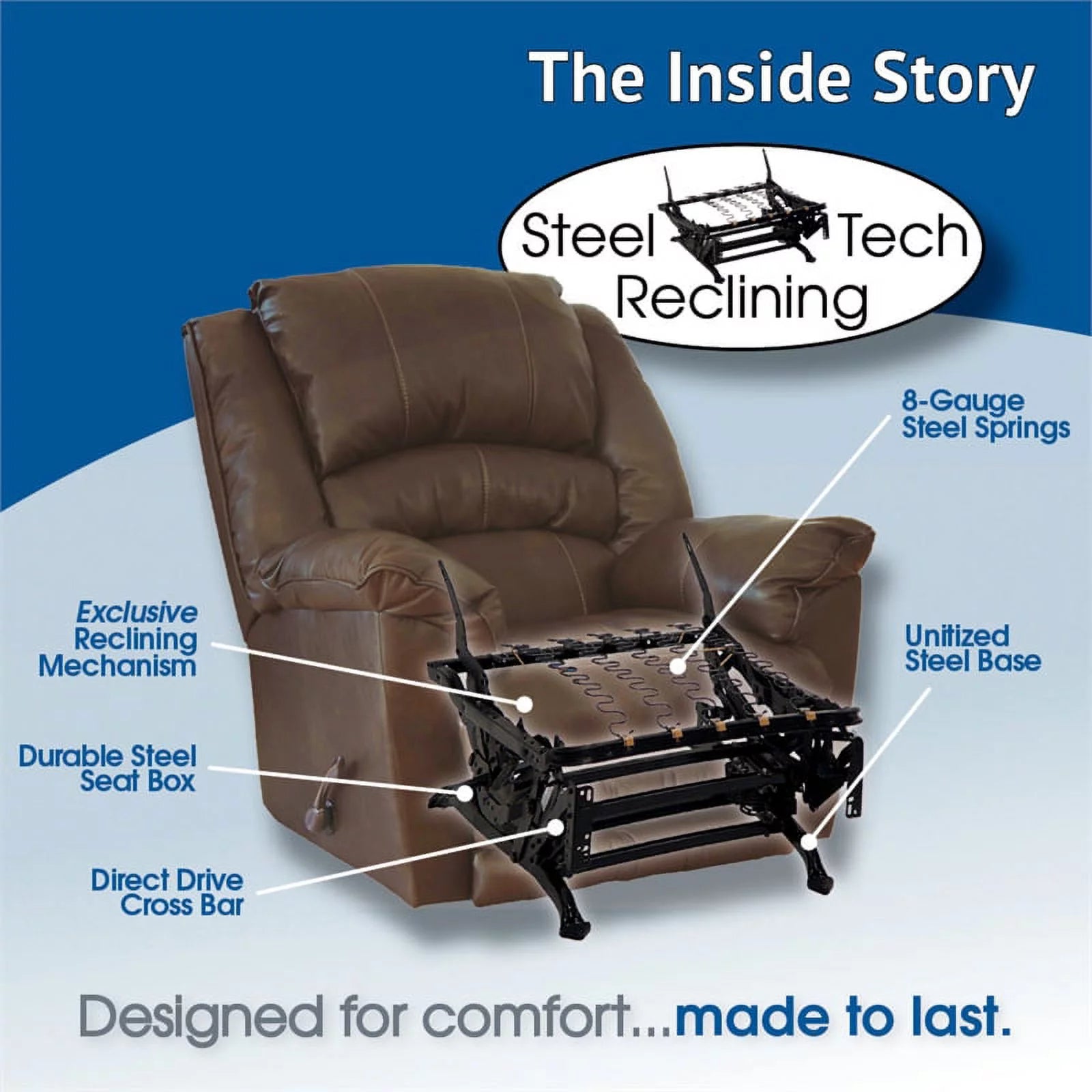 Gray Polyester Fabric Glider Recliner with Accent Pillow E853
