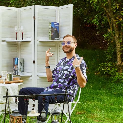Folding Room Divider with Shelves, 6 Panels, Brown D785582
