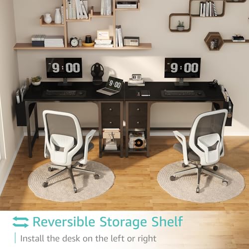 Computer Desk with Fabric Drawers, 40 Inch Reversible Gaming Desk for Small Space Home Office D876