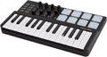 mini MIDI Controller,Portable Mini 25-Key USB Keyboard and Drum Pad MIDI Controller