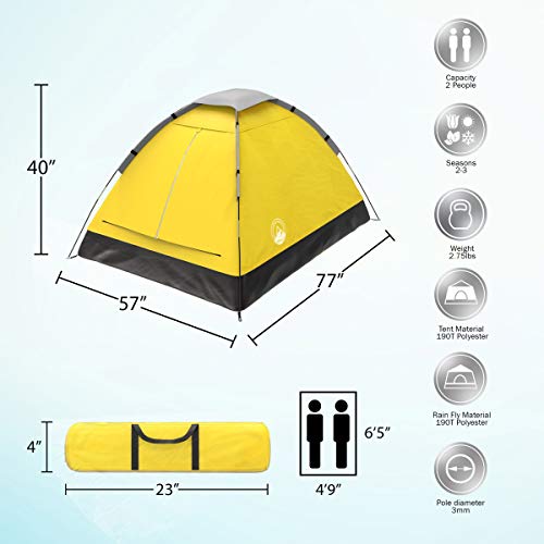 2-Person Camping Tent with Rain Fly and Carrying Bag, Lightweight for Backpacking and Hiking T539085