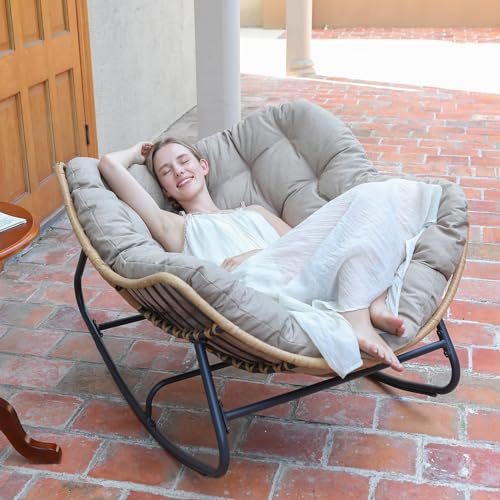 Oversized Patio Papasan Rocking Chair with Wicker Lounge G5657