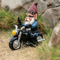 Garden Statues Motorcycle Gnome Middle Finger Dwarf Home Sculptures Ornaments Polyresin Full Color (9 inch gnome)