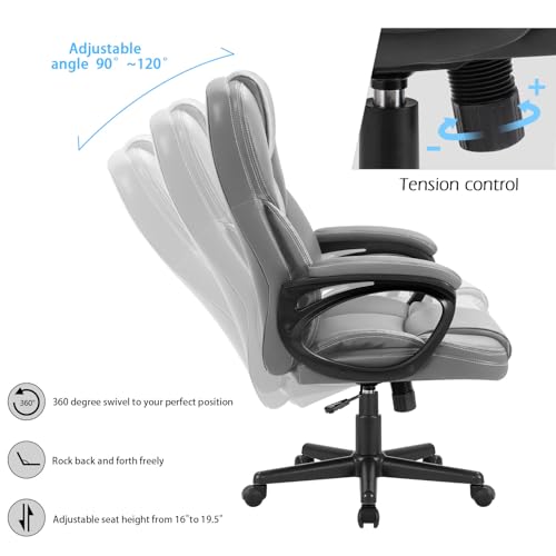 Office Executive Chair High Back Adjustable Swivel PU Leather with Lumbar Support I3854