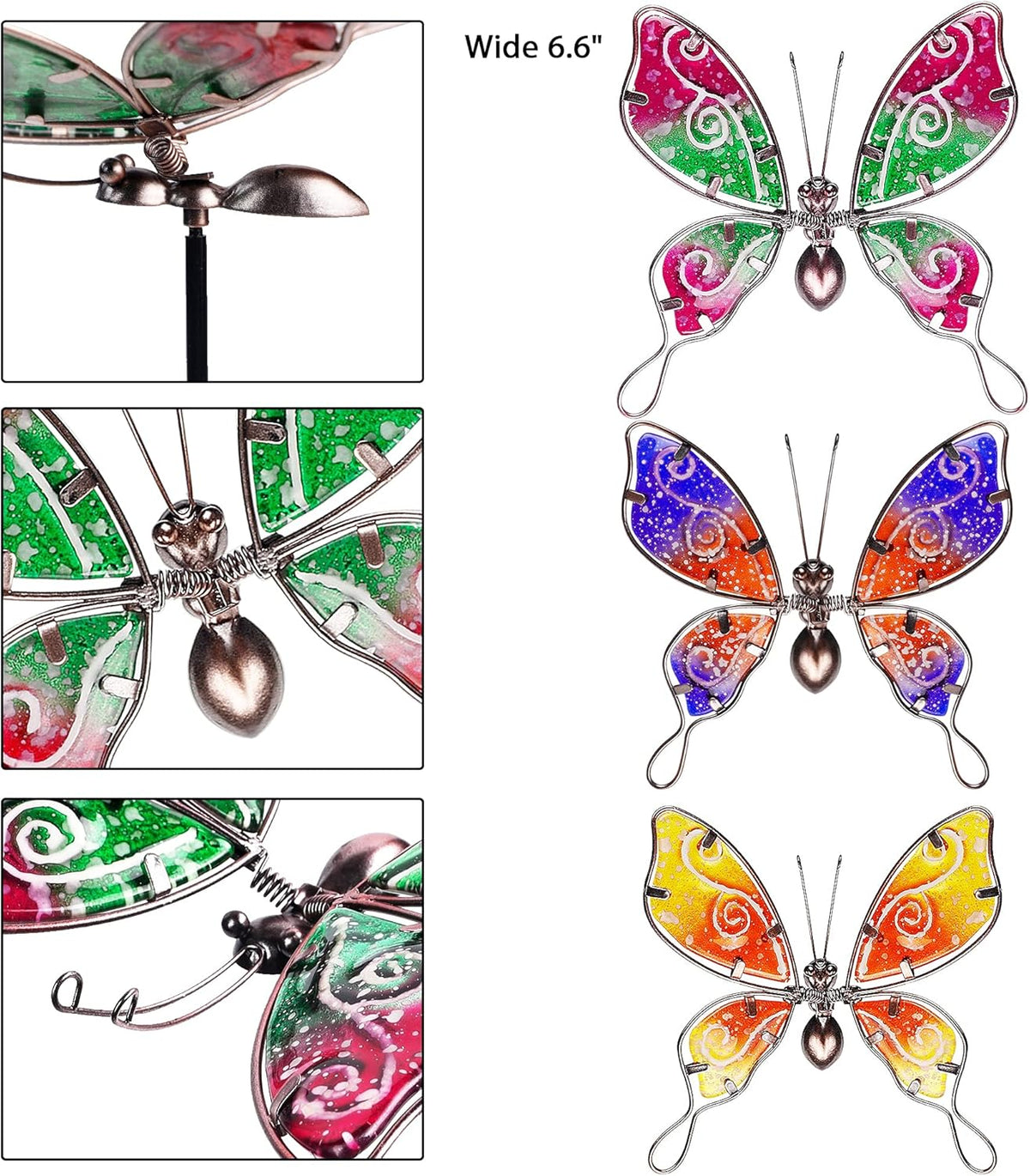 Butterfly Garden Stakes, 30 Inch Colorful Metal Yard Art for Outdoor Decor H907057