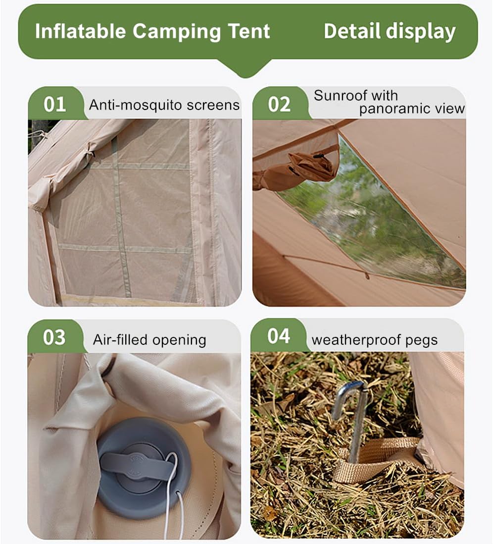 Inflatable Camping Tent with Hand Pump, Waterproof Pop Up Tent with Carry Bag M20051