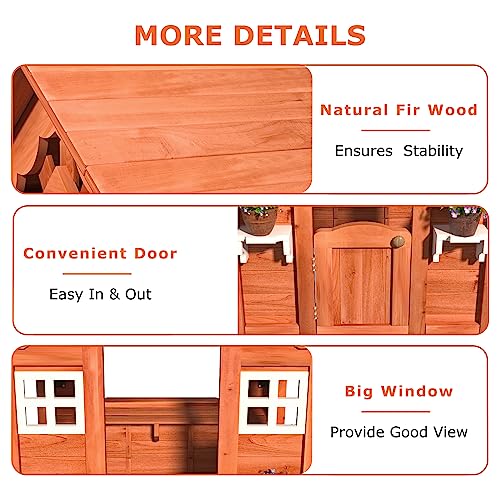 Outdoor Wood Playhouse for Kids Ages 3-6 with Door and Windows K869699