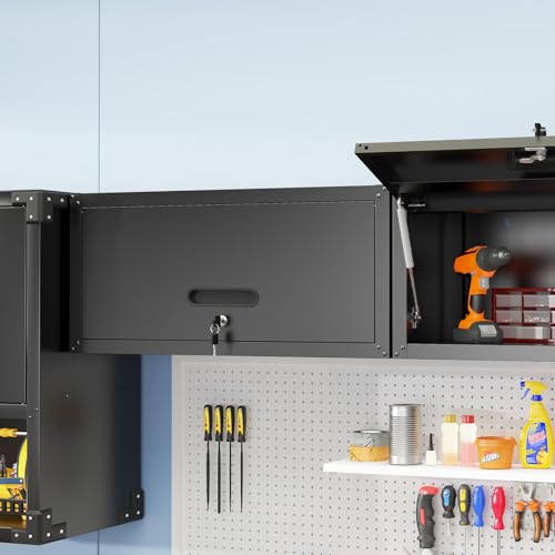 Wall Cabinet with 2 Doors, Lockable, Adjustable Shelves, Heavy Duty Steel J4545