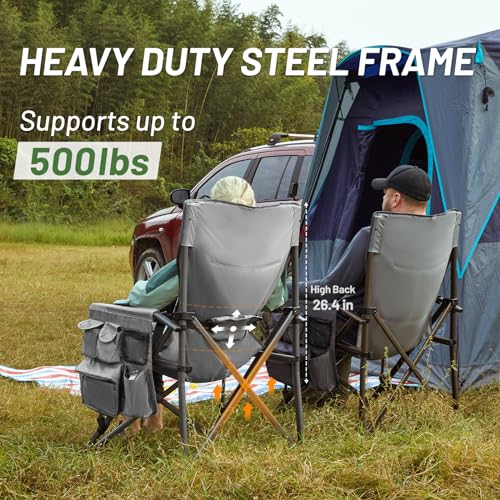 Oversized Folding Camping Chair High Back Heavy Duty for Adults with Cup Holder K6105