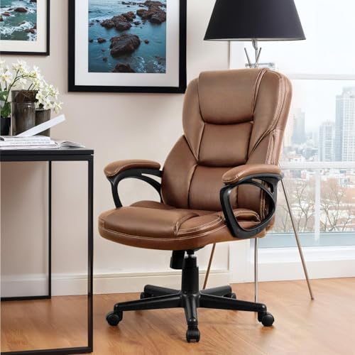 Office Executive Chair High Back Adjustable Swivel PU Leather with Lumbar Support I3854