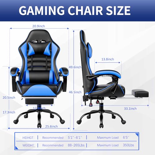 Ergonomic Gaming Chair with Footrest, Reclining, Lumbar Support I1131