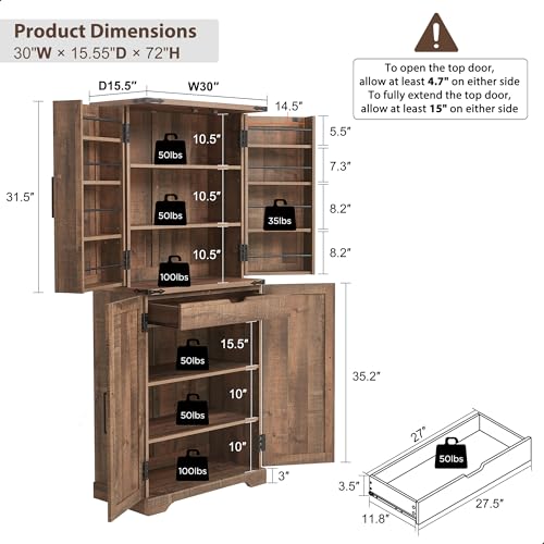 Farmhouse Storage Cabinet with Barn Doors and Adjustable Shelves X3170