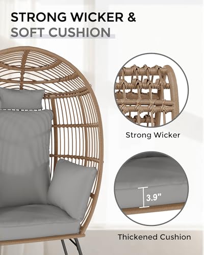 Wicker Egg Chair with Cushions and Ottoman L257