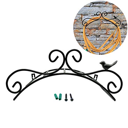 Archi Garden Hose Hanger Metal Wall Mount Expandable Watering Hose Hanger Hook for Expandable Watering Hos,Black 2 PCS