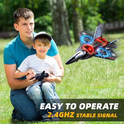 Foam Remote Control Airplane for Kids, 2.4 GHz with Lights and Stunt Roll M221
