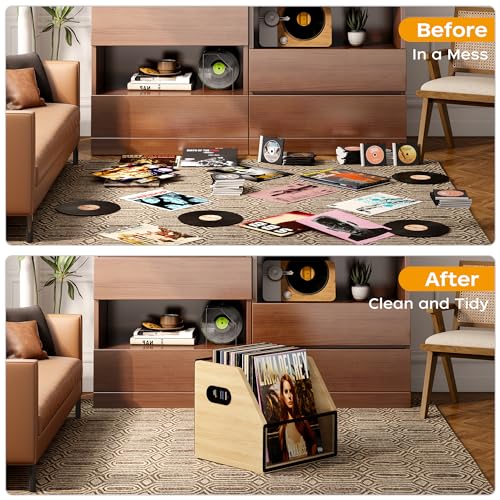 Vinyl Record Storage Box, Holds up to 60 Records V34365