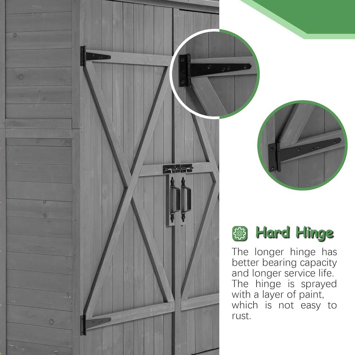 Outdoor Storage Shed, Wood Garden Cabinet with 2 Lockable Doors and Shelves E220316