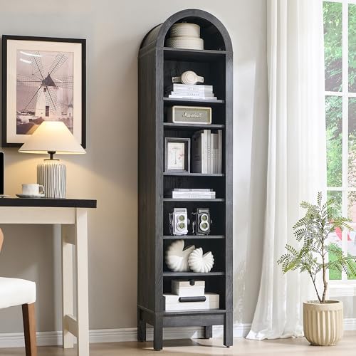 Arched Bookshelf, 7-Tier Bookcase with Adjustable Shelves A456