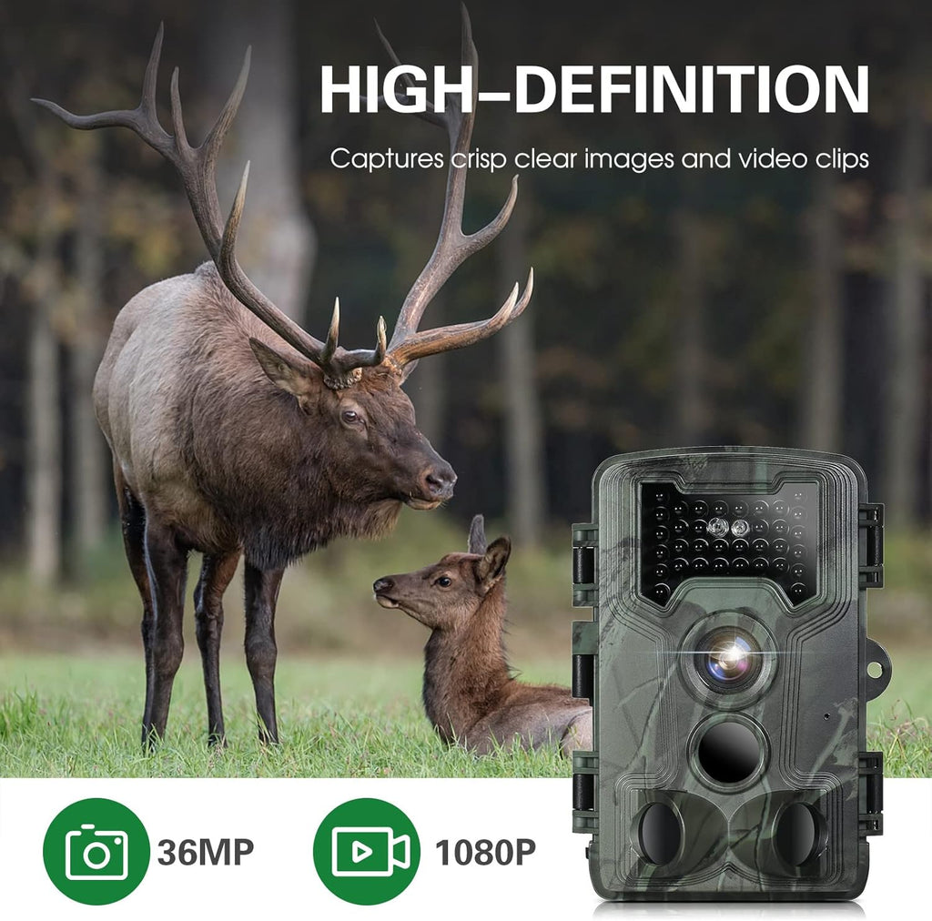 36MP 1080P Trail Camera with Night Vision and Motion Activation U53280