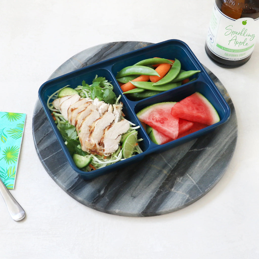 Meal-Prep Containers with Lids, Microwaveable, BPA-Free, Freezer & Dishwasher Safe, 10 Trays, Navy Blue X39829