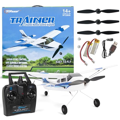 Top Race RC Plane - Remote Control Airplane for Adults and Kids - 4 Channel Stunt Flying, 20" Wing Span, 6-Axis Gyro Stabilizer - Ready to Fly with 3 Spare Propellers - Beginner-Friendly EPP Foam