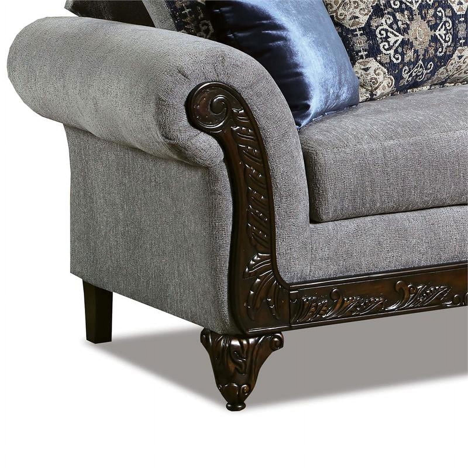 Chenille 2-Piece Sofa Set in Gray D519