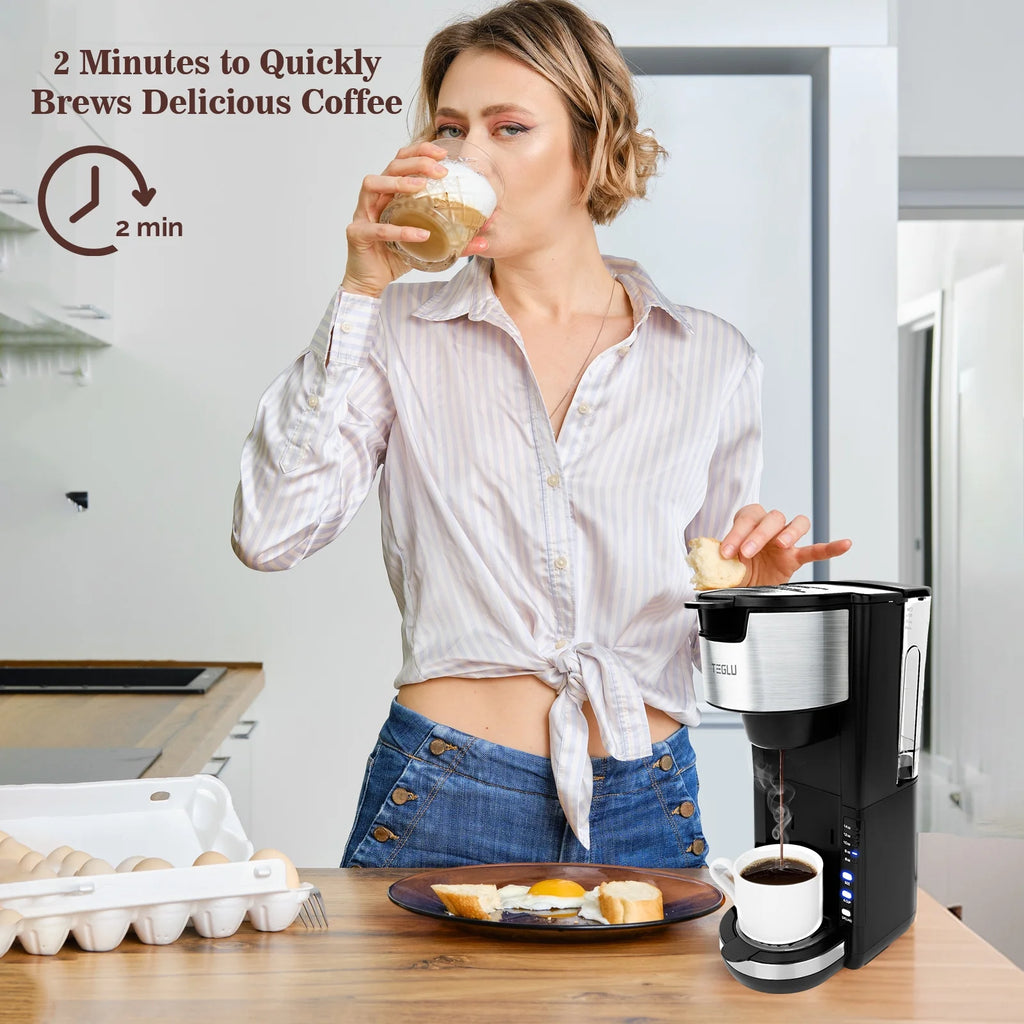 Single Serve Coffee Maker for K Cup & Ground Coffee, Hot and Iced, Black U14162