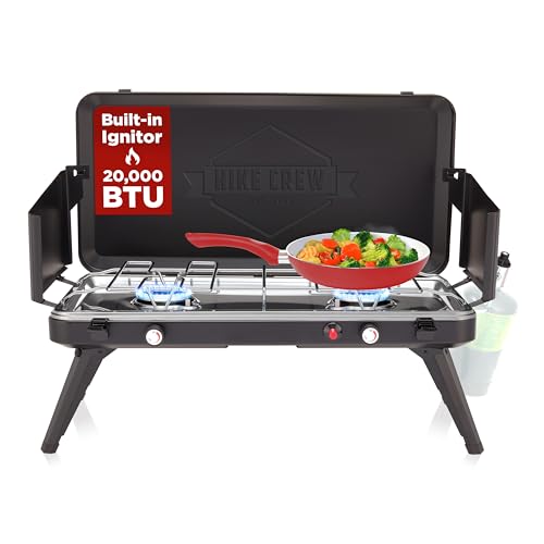 2-in-1 Gas Camping Stove and Griddle with Foldable Legs G762726