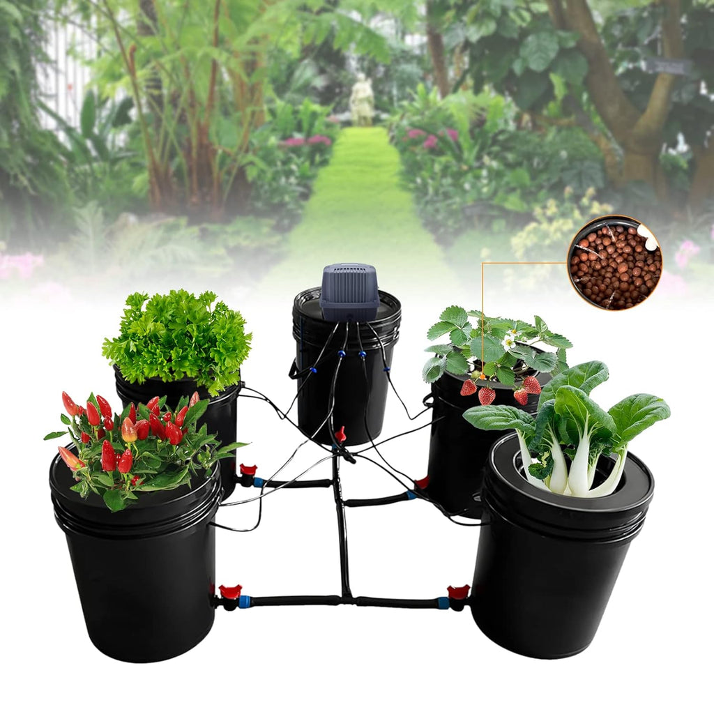 5-Gallon Deep Water Culture Hydroponics Grow System Kit with 5 Buckets C356