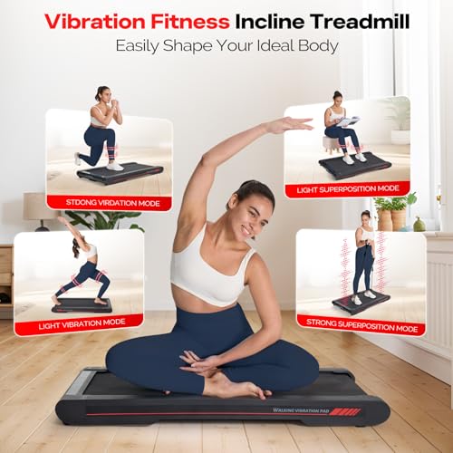 Walking Vibration Pad with APP, 3 in 1 Under Desk Treadmill, Low Noise with Remote Control V76557