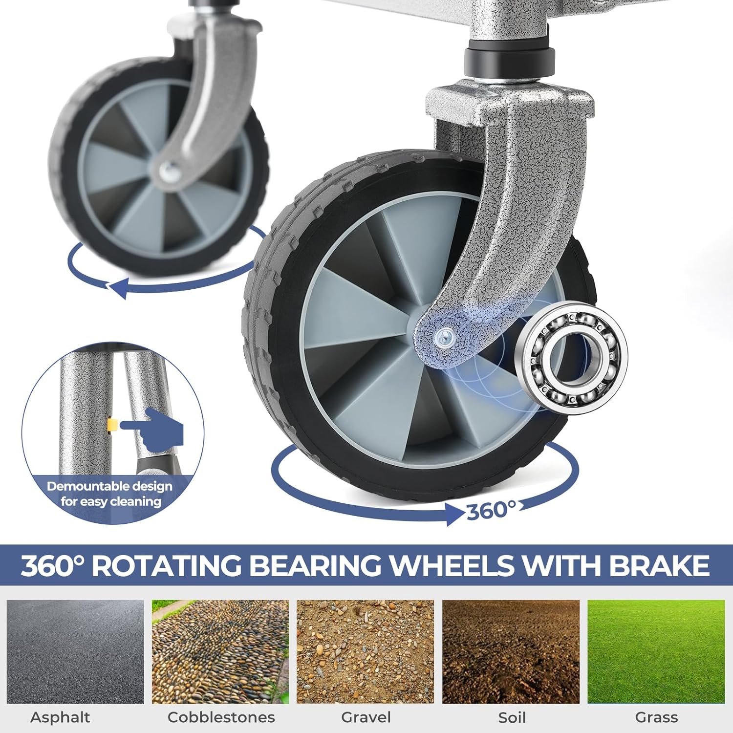 Foldable Utility Wagon Cart with Wheels, 85L Capacity, Heavy Duty for Camping and Shopping Y1713