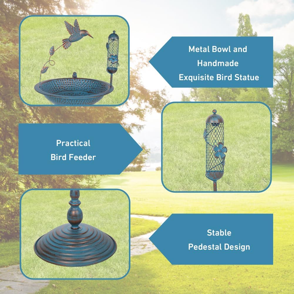 36" Bird Bath with Flower Planter Pedestal for Outdoors Garden Patio M863196