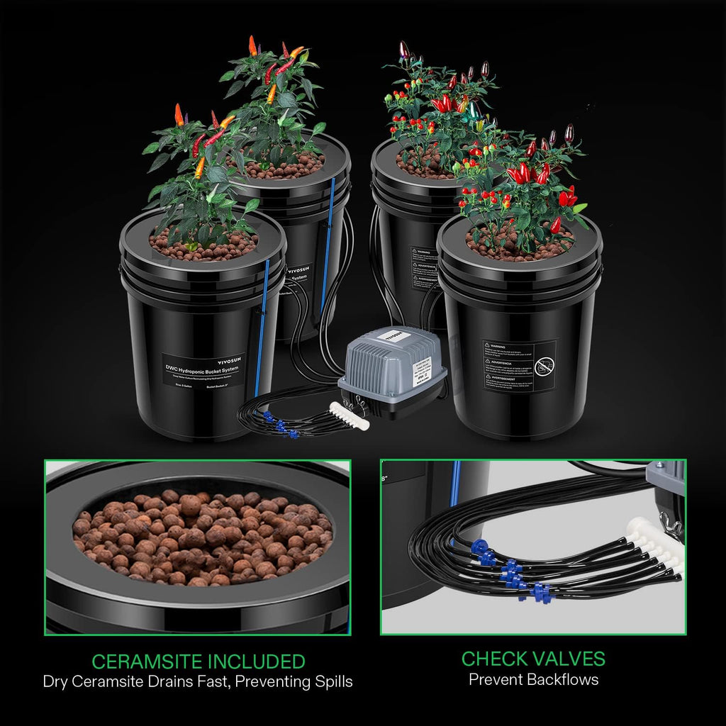 DWC Hydroponics Grow System, 5-Gallon Deep Water Culture, 108 Plant Sites, 3 Layers Gardening Kit D224