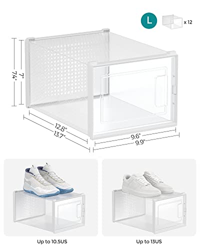Shoe Boxes, Pack of 12, Stackable Clear Plastic Storage Organizers for Closet N6620